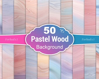 Pastel Wood Texture Background, Soft Wooden Digital Paper (50 JPG Files)