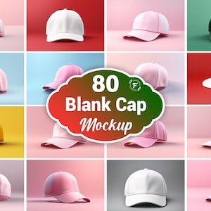 Blank Cap Mockup Picture Bundle: 3D Headwear (80 JPG Files)