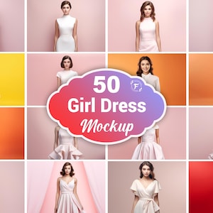 Dress Mockup Picture Bundle: Women&#39;s & Girls&#39; Clothing (50 JPG Files)