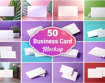 Pacote de imagens de mockup de cartão de visita: apresentação de marca (50 arquivos JPG)