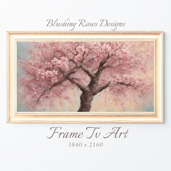 Cherry Blossom Art, Samsung Frame Tv Art, Spring Wall Art, Farmhouse Art, Cherry Blossom Painting, Cherry Blossom Design, Tv Digital Art