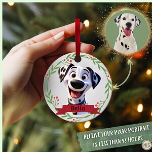 Custom Pet Pixar Portrait Ornament, Custom Dog Ornament, Cat Christmas Photo Ornament, Pet Memorial Christmas Gift, Dog Remembrance Gift.
