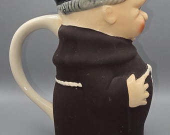 Goebel（西ドイツ製）1970年代のヴィンテージ陶器置物　黒サイ【美品】 Goebel Friar Tuck Monk Pitcher – West Germany Pottery, 1970s