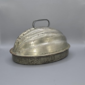 Kreamer Tin Pudding Mold – Melon Shape Vintage Two Piece British Kitchen Decor