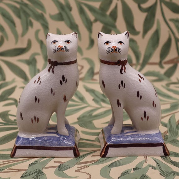 Vintage KENT Staffordshire Ware Stamped Cats Porcelain