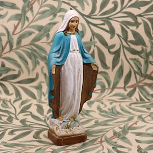 French statue Holy Virgin Mary Our Lady of Deliverance figurine religious sculpture Blue Hand Decorated Statue