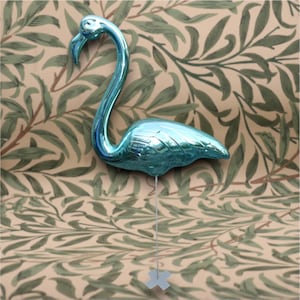 Life Size Aqua Blue Kitsch Flamingo Free Standing Screw Top Half Body Mirrored Shiny Sculpture Statue