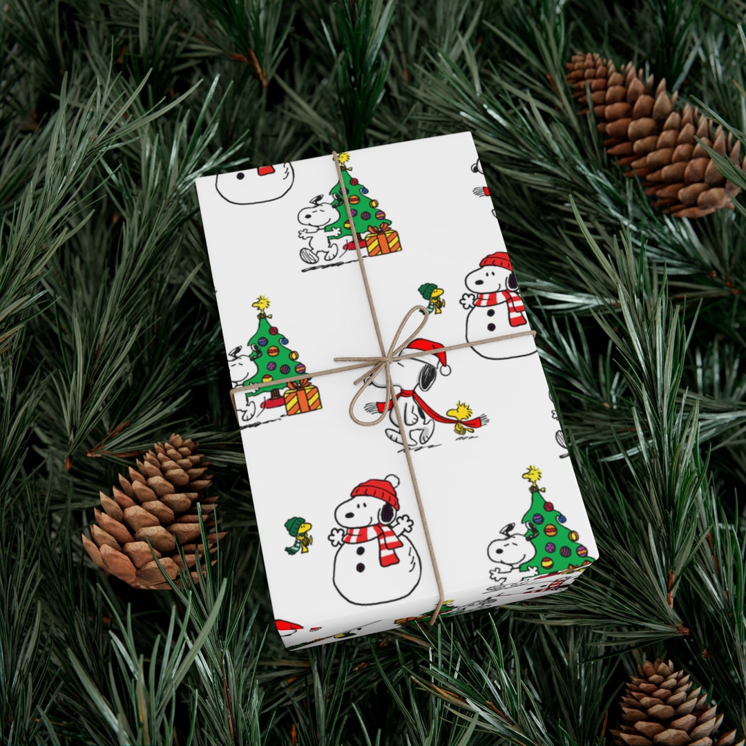 Santa Snoopy Woodstock Peanuts Christmas Gift Wrapping Paper Etsy
