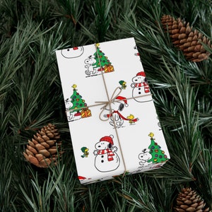 Santa Snoopy Woodstock Peanuts Christmas Gift Wrapping Paper