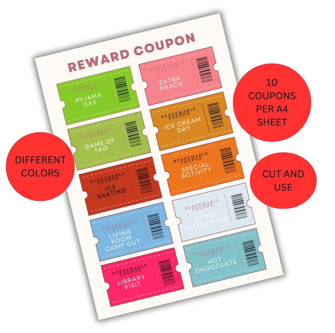 Kids Coupon Book, Reward Coupons for Kids, Editable Birthday Coupon Book, Printable Coupon Book