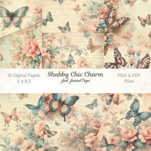Vintage Junk Journal Kit: Shabby Chic Ephemera, Butterfly Theme (Digital Download)