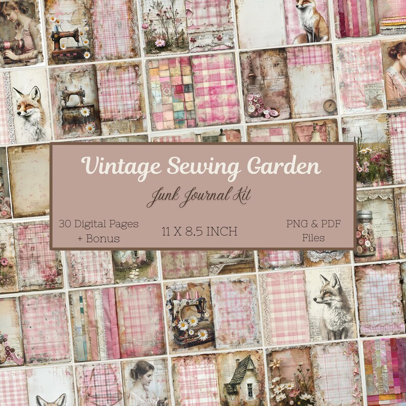 Stitching Journal Pattern Vintage Sewing Journal Pages – Stitching Ephemera, Scrapbook ...