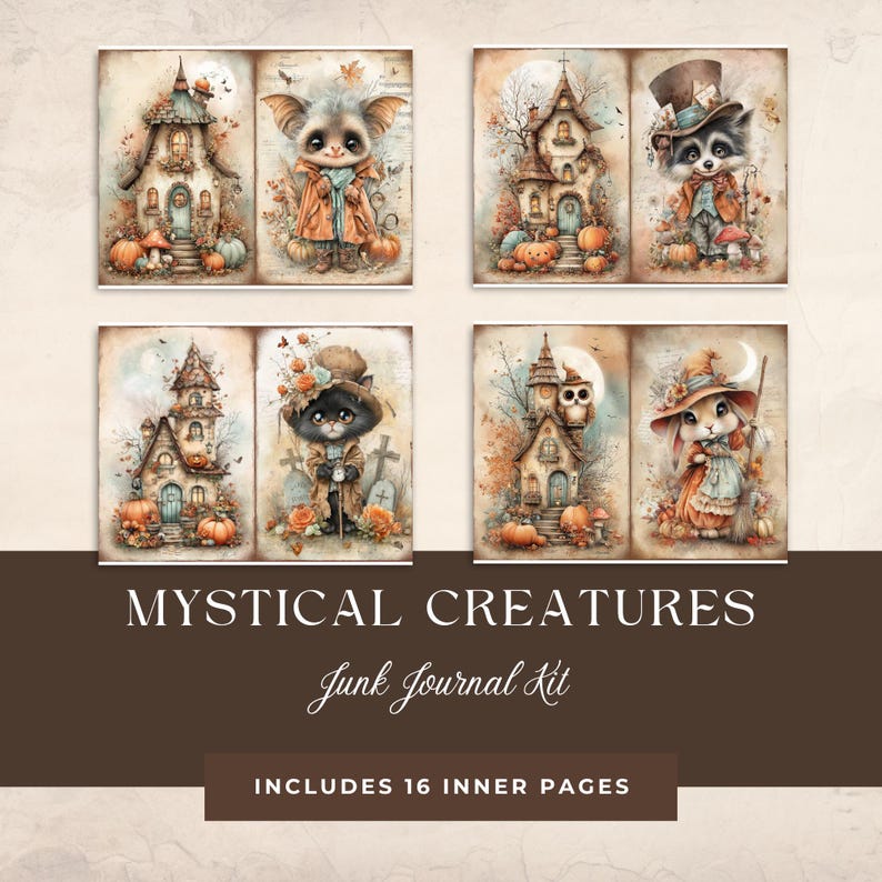 Mystical Creatures Junk Journal Kit – Forest Creatures, Vintage Tags ...