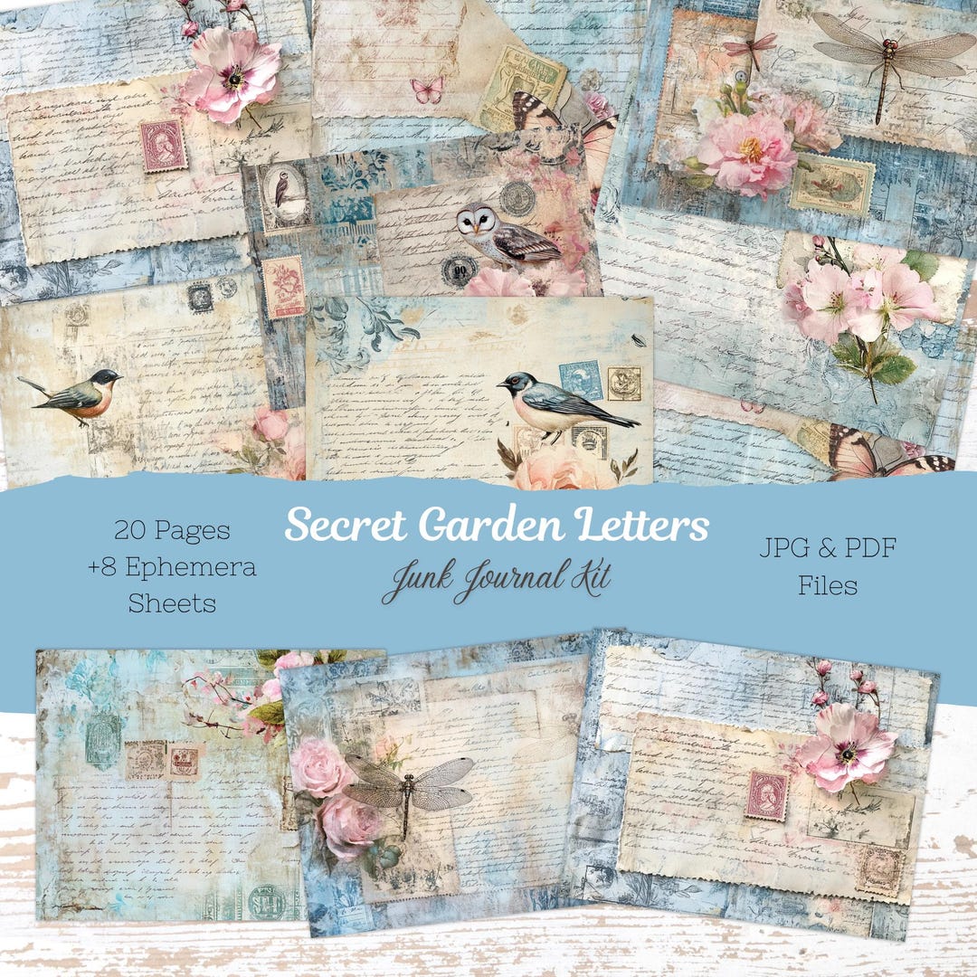 Secret Garden Junk Journal Kit Printable • 20 Vintage Floral Pages + 8 ...