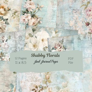 Shabby Floral Junk Journal Pages | Handmade Junk Journals | Vintage-Inspired Scrapbook Supplies | Instant Download | Gift Idea