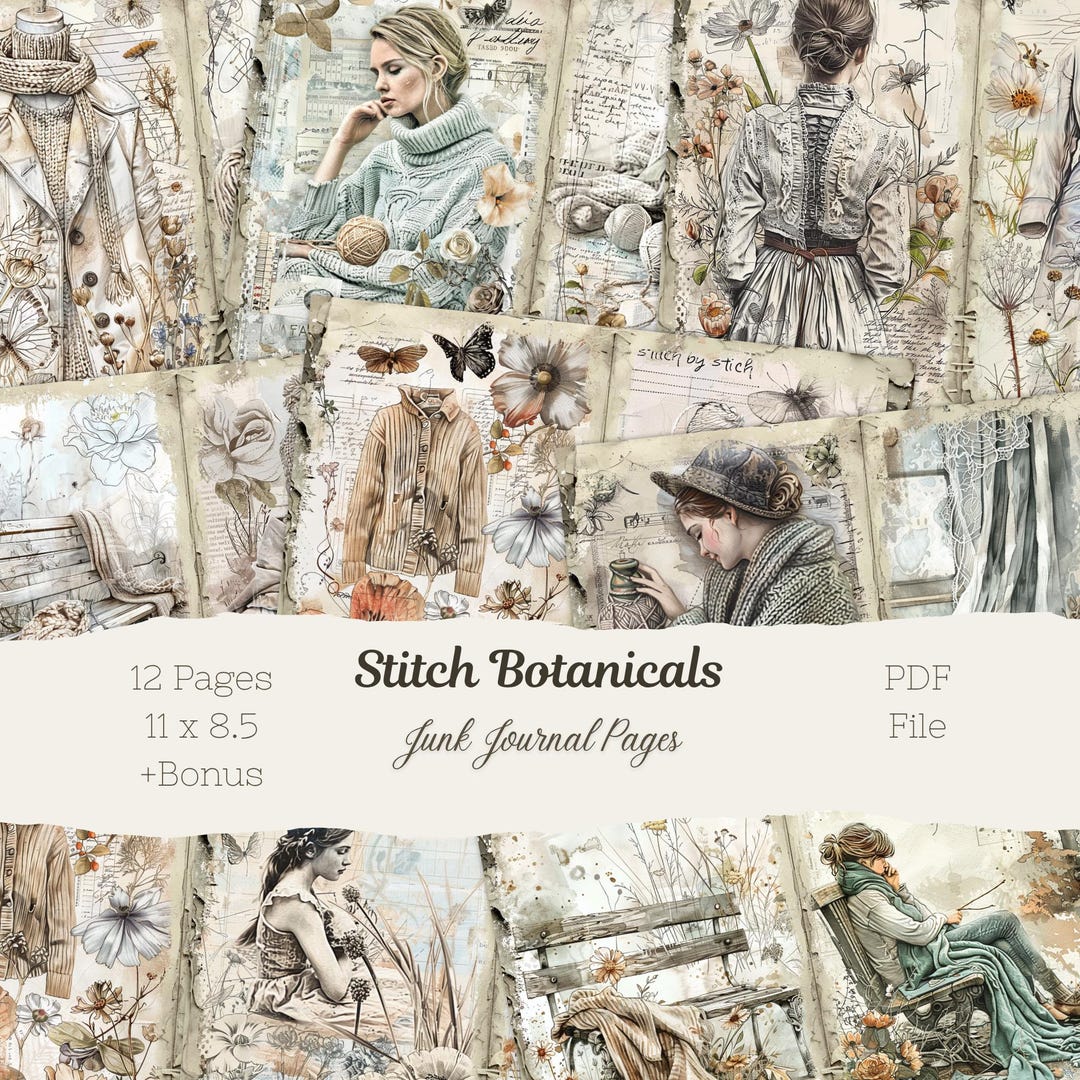 Botanical Junk Journal Kit • Floral Ephemera Printable • Vintage ...