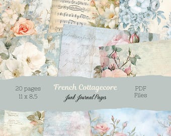 French Cottagecore Junk Journal Pages: Vintage Floral Scrapbook (PDF)