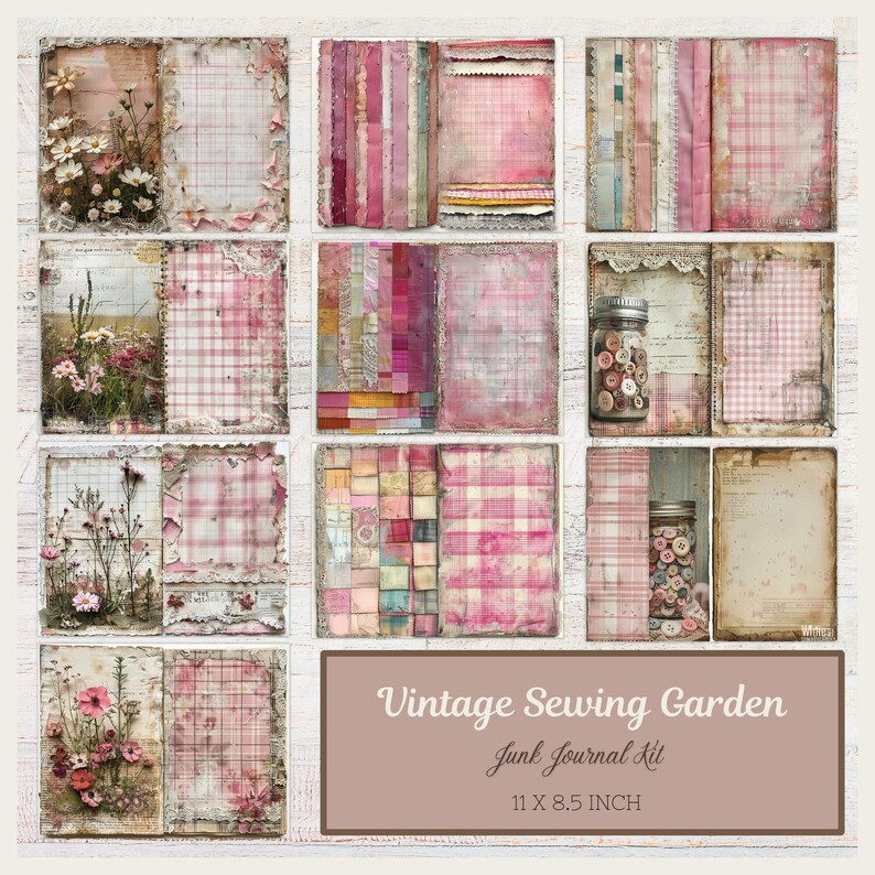 Stitching Journal Pattern Vintage Sewing Journal Pages – Stitching Ephemera, Scrapbook ...