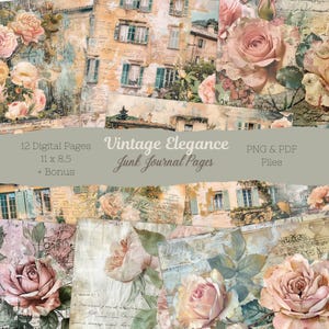 Vintage Elegance Junk Journal Pages | Handmade Junk Journals | Vintage-Inspired Scrapbook Supplies | Creative Ephemera Designs | Gift Idea