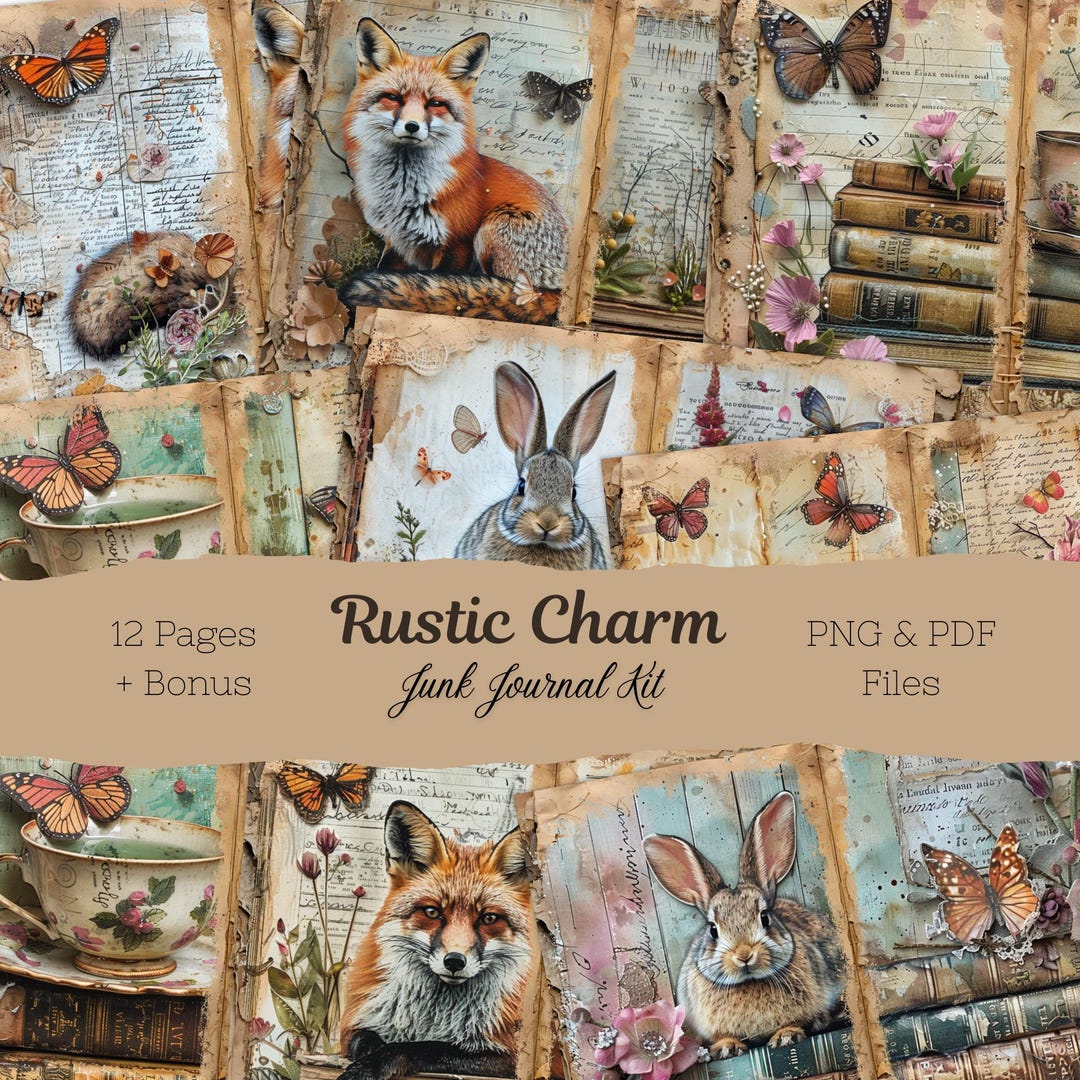 Rustic Charm Junk Journal Kit | Vintage Printable Pages & Ephemera ...