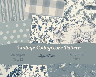 Cottagecore Junk Journal Pages: Vintage Scrapbook Kit (PDF & PNG)