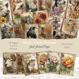 Kit de diário de animais rústicos da fazenda: itens efêmeros para impressão (PDF e PNG)