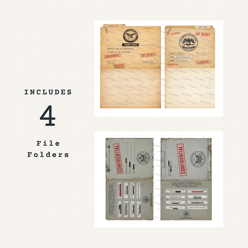 Secret Agency Detective Ephemera Kit • Spy Files, Folders, Stamps ...