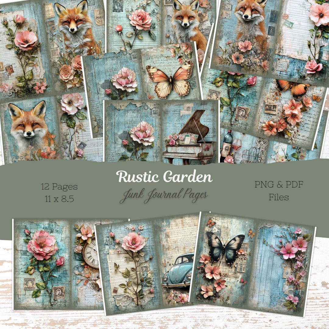 Rustic Garden Junk Journal Kit: Vintage Ephemera, Printable Pages (PDF ...