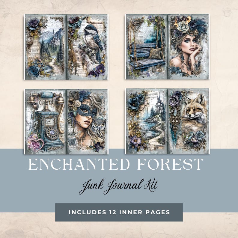 Enchanted Forest Junk Journal Kit: Woodland Paper Ephemera (digital ...