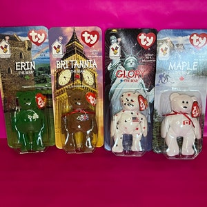 Set of 4 Vintage McDonalds Beanie Babies Happy Meal Toys, Vintage Beanie Babies, Complete Set of Vintage Beanie Babies in Boxes