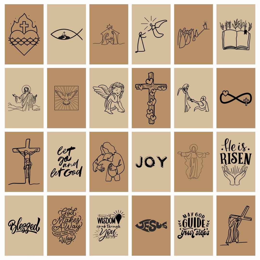 70PCS Bible Verse Wall Collage Kit, Neutral Scripture Prints (digital ...