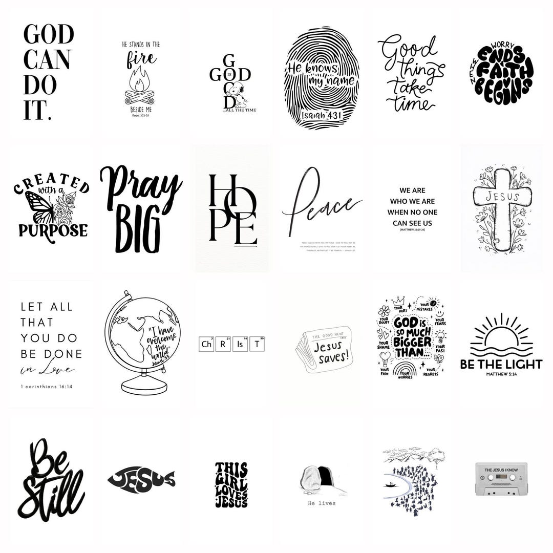 Christian Bible Verse Wall Collage Kit: Black and White Scripture ...