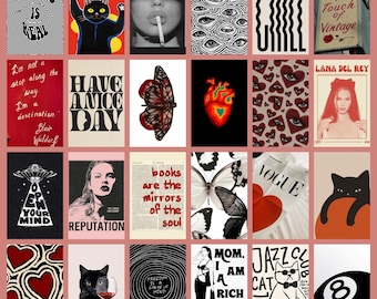 Y2K Grunge Aesthetic Collage Kit, Red & Black Prints (Digital Download)