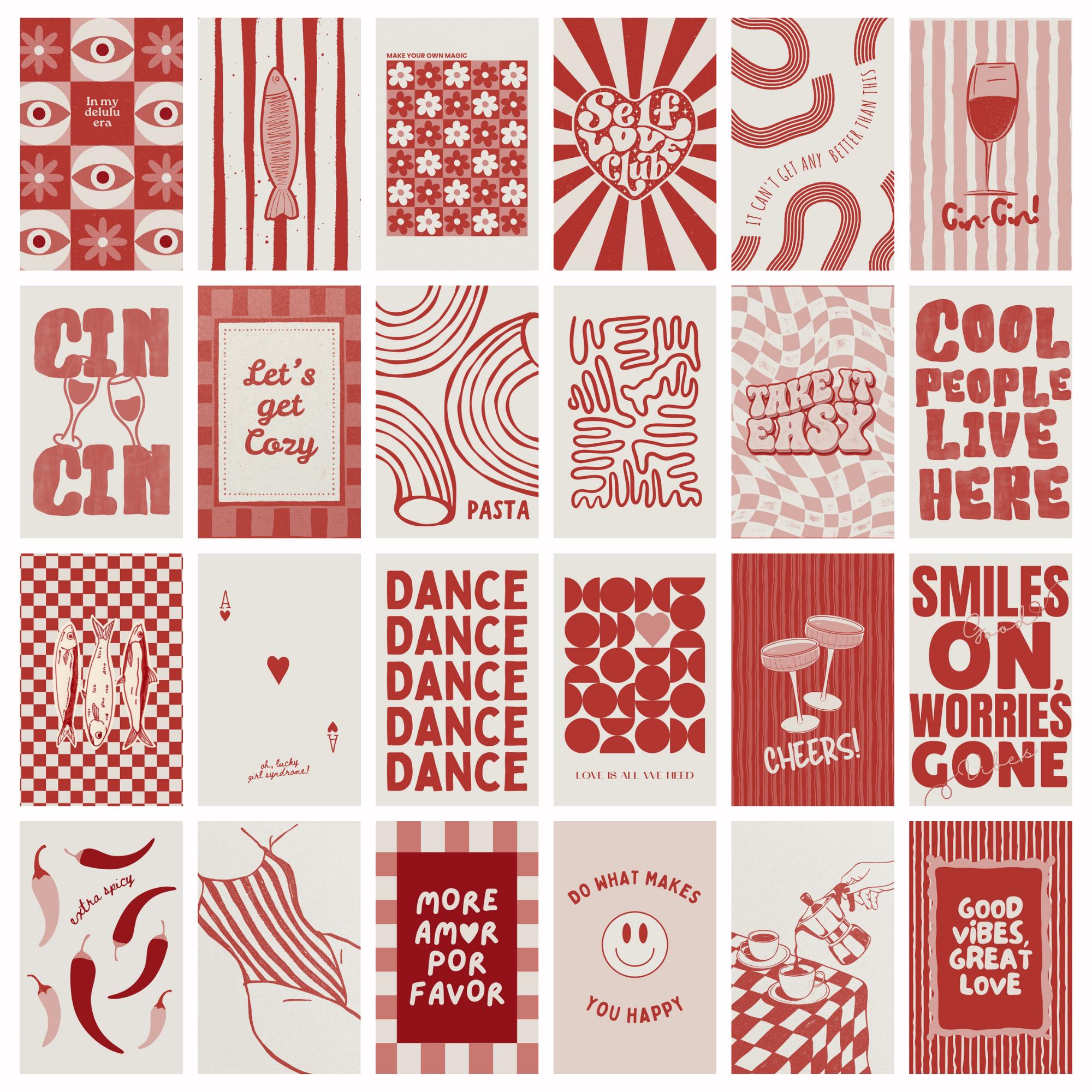 Ruby Red Collage Red Collage Kit, Bold Trendy Room Decor (digital Download) - Etsy