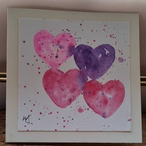 Aquarelle originale faite main, unique et peinte à la main pour votre Saint-Valentin.