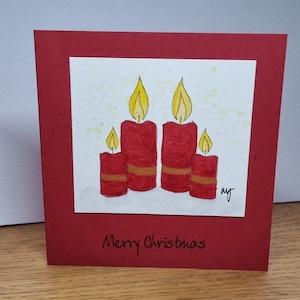 Dipinto a mano, cartolina di Natale ad acquerello originale e unica fatta a mano su ordinazione