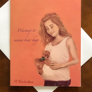 Grossesse câlins ours : cartes pour les mamans qui attendent un bébé. Félicitations. Cadeau pour bébé. Vous serez une super maman. Prêt pour bébé. Cartes de promesse Pinky