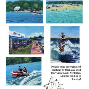 Lot de 5 cartes de correspondance vierges « Torch Lake », Torch Lake Michigan, Michigan Summer, Lake Life, Verderbar Art Art