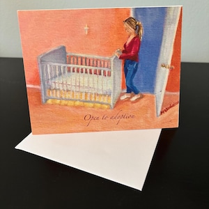 Ouvert à l'adoption : maman pleine d'espoir, couple plein d'espoir, prêt à adopter un enfant, cartes de promesse Pinky