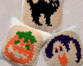 Halloween Cookie Pillow Crochet Pattern | Graph Crochet Set | 3 Spooky Cookie Designs | PDF Instant Download