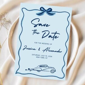 Modern Save the Date Template - Editable Digital Invitation, Minimalist Wedding Announcement, Instant Download Canva Template
