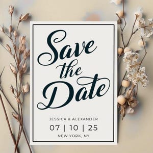 Minimalist Save the Date Invitation - Digital Template Canva Editable - Instant Download - Customizable Design - DIY Wedding