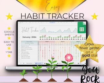 HABIT Tracker Spreadsheet for Google Sheets, Goal Planner, Project Management, ADHD digital planner,Digital Daily Task Tracker, Mood Tracker