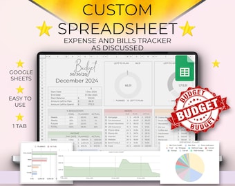 Custom Spreadsheet Google Sheets Made to Order Personalized Template Tailored Google Sheets Custom Google Sheet