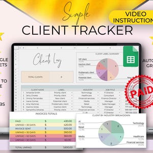 Client Tracker Google Sheets – Business CRM, Bookkeeping, Inventory and Invoice Management, Customer and Project Tracker