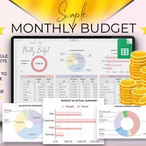 BUDGET Spreadsheet Template for Google Sheets, Monthly Budget Spreadsheet, Financial Planner, Weekly budget template Biweekly Budget Planner