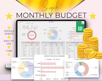 BUDGET Spreadsheet Template for Google Sheets, Monthly Budget Spreadsheet, Financial Planner, Weekly budget template Biweekly Budget Planner