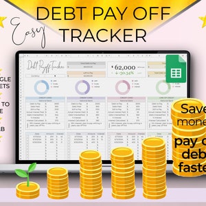 Debt Payoff Tracker Google Sheets | Budget Spreadsheet, Monthly Debt Tracker, Credit Tracker, Personal Finance Template