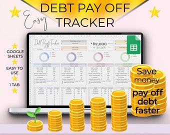 Debt Payoff Tracker Google Sheets | Budget Spreadsheet, Monthly Debt Tracker, Credit Tracker, Personal Finance Template