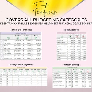 BUDGET Spreadsheet Template for Google Sheets, Monthly Budget ...